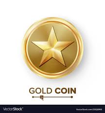 Game gold coin with star realistic golden Vector Image